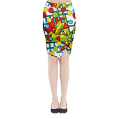 Crazy Geometric Art Midi Wrap Pencil Skirt