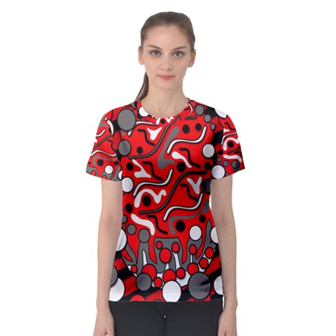 Red Mess Women s Sport Mesh Tee by Valentinaart