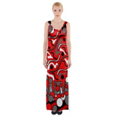 Red Mess Maxi Thigh Split Dress by Valentinaart