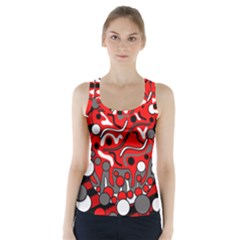 Red Mess Racer Back Sports Top by Valentinaart