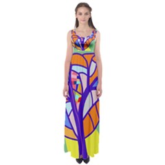 Decorative Tree 4 Empire Waist Maxi Dress