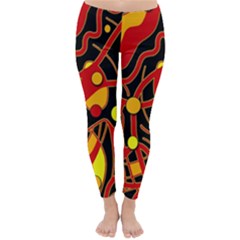 Orange Floating Winter Leggings 