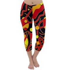 Orange Floating Capri Winter Leggings 