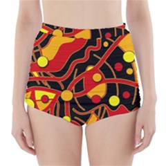 Orange Floating High-waisted Bikini Bottoms