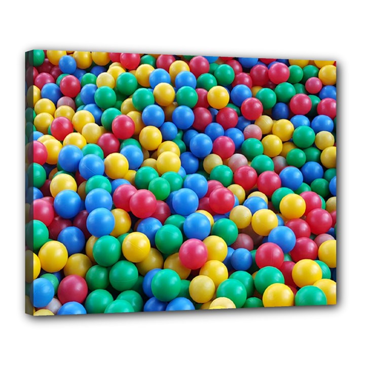 Funny Colorful Red Yellow Green Blue Kids Play Balls Canvas 20  x 16 