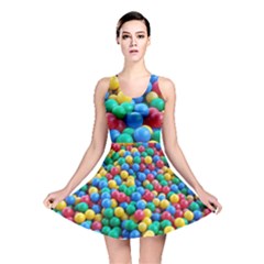 Funny Colorful Red Yellow Green Blue Kids Play Balls Reversible Skater Dress