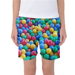 Funny Colorful Red Yellow Green Blue Kids Play Balls Women s Basketball Shorts by yoursparklingshop