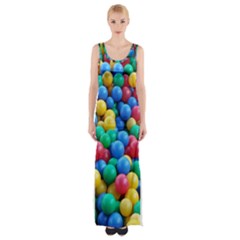 Funny Colorful Red Yellow Green Blue Kids Play Balls Maxi Thigh Split Dress