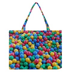 Funny Colorful Red Yellow Green Blue Kids Play Balls Medium Zipper Tote Bag by yoursparklingshop