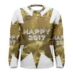 Happy New Year 2017 Gold White Star Men s Long Sleeve Tee by yoursparklingshop