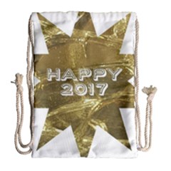 Happy New Year 2017 Gold White Star Drawstring Bag (large) by yoursparklingshop