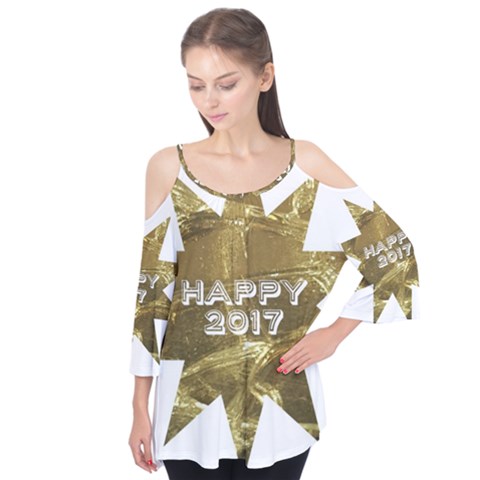 Happy New Year 2017 Gold White Star Flutter Tees by yoursparklingshop