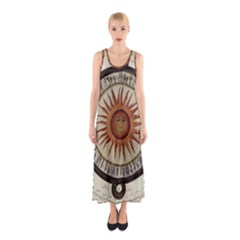 Ancient Aztec Sun Calendar 1790 Vintage Drawing Sleeveless Maxi Dress