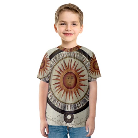 Ancient Aztec Sun Calendar 1790 Vintage Drawing Kids  Sport Mesh Tee by yoursparklingshop