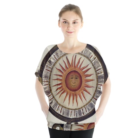 Ancient Aztec Sun Calendar 1790 Vintage Drawing Blouse by yoursparklingshop