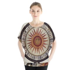 Ancient Aztec Sun Calendar 1790 Vintage Drawing Blouse