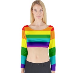 Colorful Stripes Lgbt Rainbow Flag Long Sleeve Crop Top