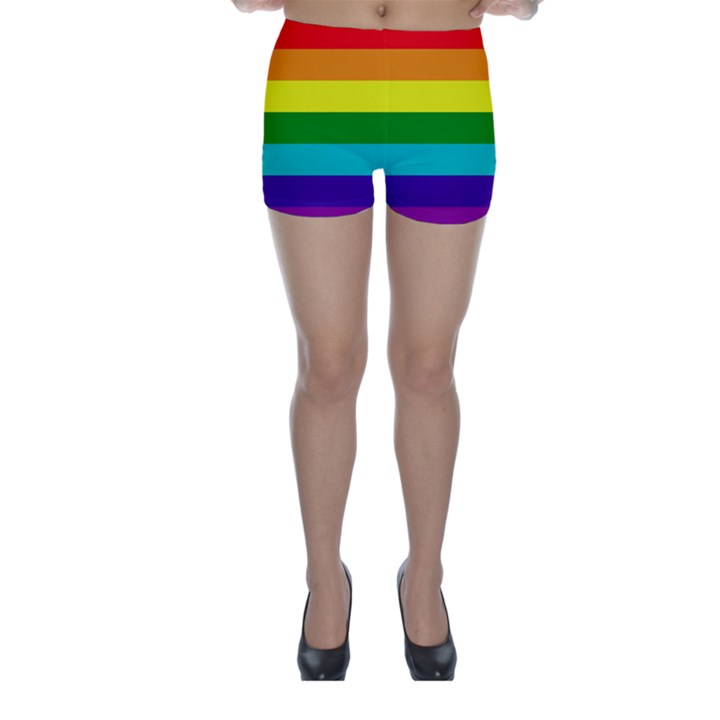 Colorful Stripes Lgbt Rainbow Flag Skinny Shorts