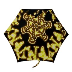 Happy Diwali Yellow Black Typography Mini Folding Umbrellas