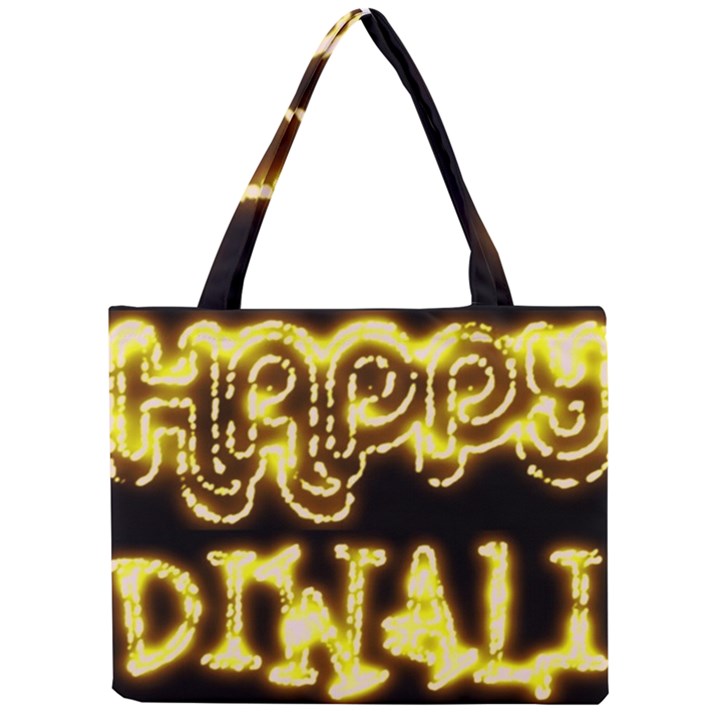 Happy Diwali Yellow Black Typography Mini Tote Bag