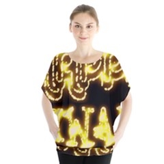 Happy Diwali Yellow Black Typography Blouse