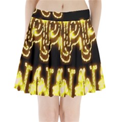 Happy Diwali Yellow Black Typography Pleated Mini Skirt by yoursparklingshop