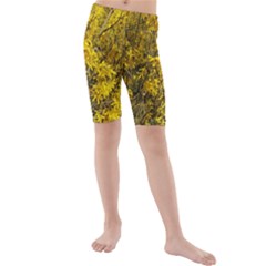 Nature, Yellow Orange Tree Photography Kids  Mid Length Swim Shorts by yoursparklingshop