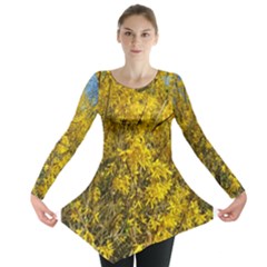 Nature, Yellow Orange Tree Photography Long Sleeve Tunic 