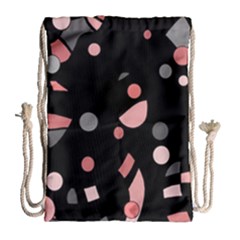 Pink And Gray Abstraction Drawstring Bag (large) by Valentinaart