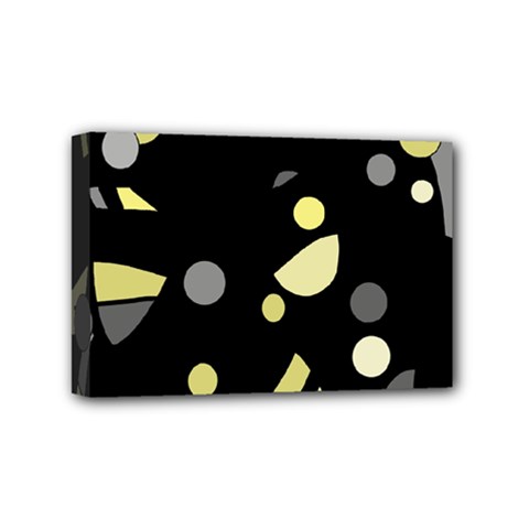 Yellow And Gray Abstract Art Mini Canvas 6  X 4 