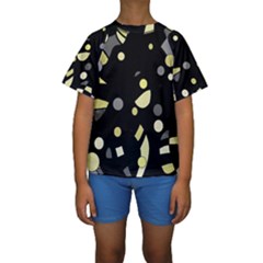 Yellow And Gray Abstract Art Kids  Short Sleeve Swimwear by Valentinaart