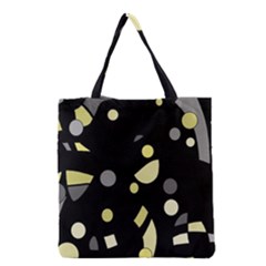 Yellow And Gray Abstract Art Grocery Tote Bag by Valentinaart