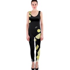 Yellow And Gray Abstract Art Onepiece Catsuit by Valentinaart