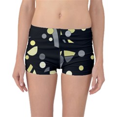 Yellow And Gray Abstract Art Boyleg Bikini Bottoms