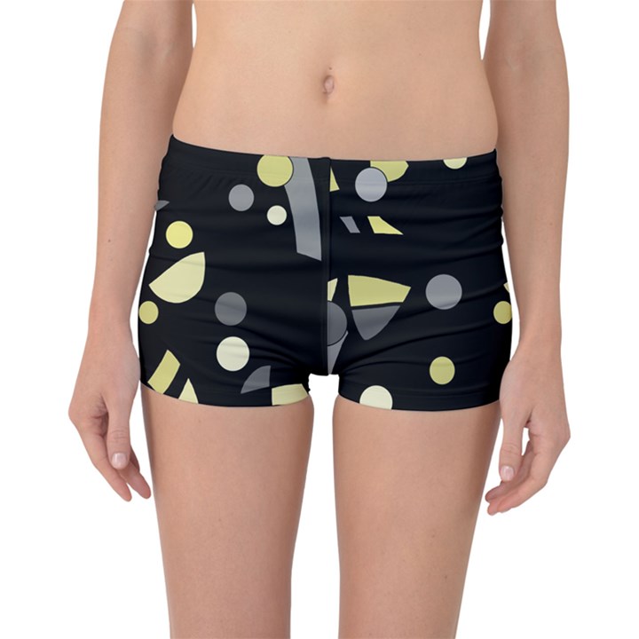 Yellow and gray abstract art Boyleg Bikini Bottoms