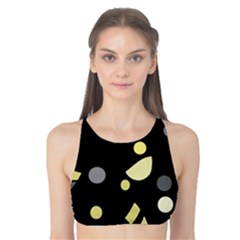 Yellow And Gray Abstract Art Tank Bikini Top