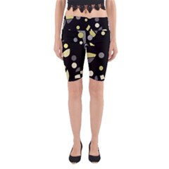 Yellow And Gray Abstract Art Yoga Cropped Leggings