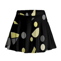 Yellow And Gray Abstract Art Mini Flare Skirt