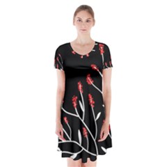 Elegant Tree 2 Short Sleeve V-neck Flare Dress