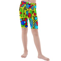 Colorful Chaos Kids  Mid Length Swim Shorts by Valentinaart