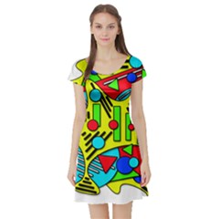 Colorful Chaos Short Sleeve Skater Dress