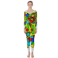 Colorful Chaos Long Sleeve Catsuit