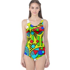 Colorful Chaos One Piece Swimsuit by Valentinaart