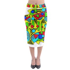 Colorful Chaos Midi Pencil Skirt by Valentinaart