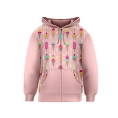 Ice Cream And Cupcake Sweet Tooth Pattern Kids  Zipper Hoodie by LisaGuenDesign