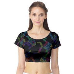 Decorative Fish Short Sleeve Crop Top (tight Fit) by Valentinaart