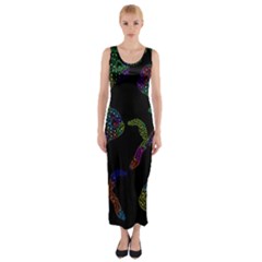 Decorative Fish Fitted Maxi Dress