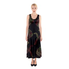 Decorative Fish Pattern Sleeveless Maxi Dress