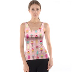 Ice Cream And Cupcake Sweet Tooth Pattern Tank Top by LisaGuenDesign