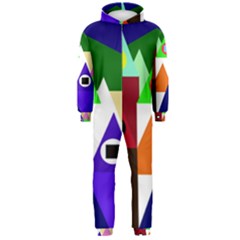 Colorful Houses  Hooded Jumpsuit (men) 